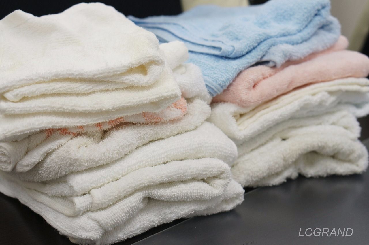 16枚の洗う前のタオル